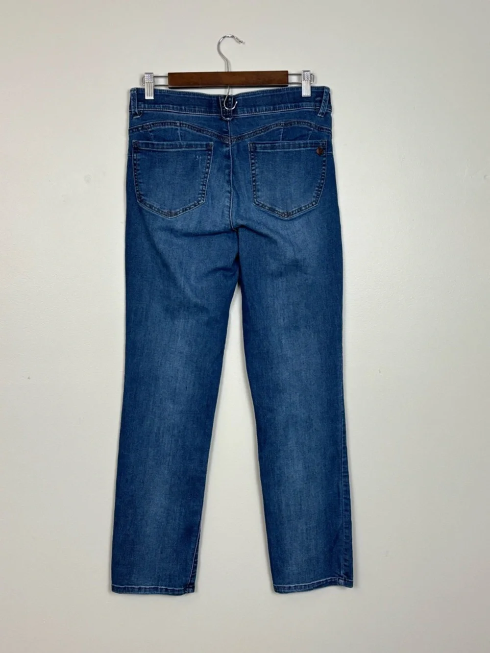 Democracy Jeans Womens 8 Blue Straight Leg Distressed Stretch Mid Rise Denim - Picture 5 of 9